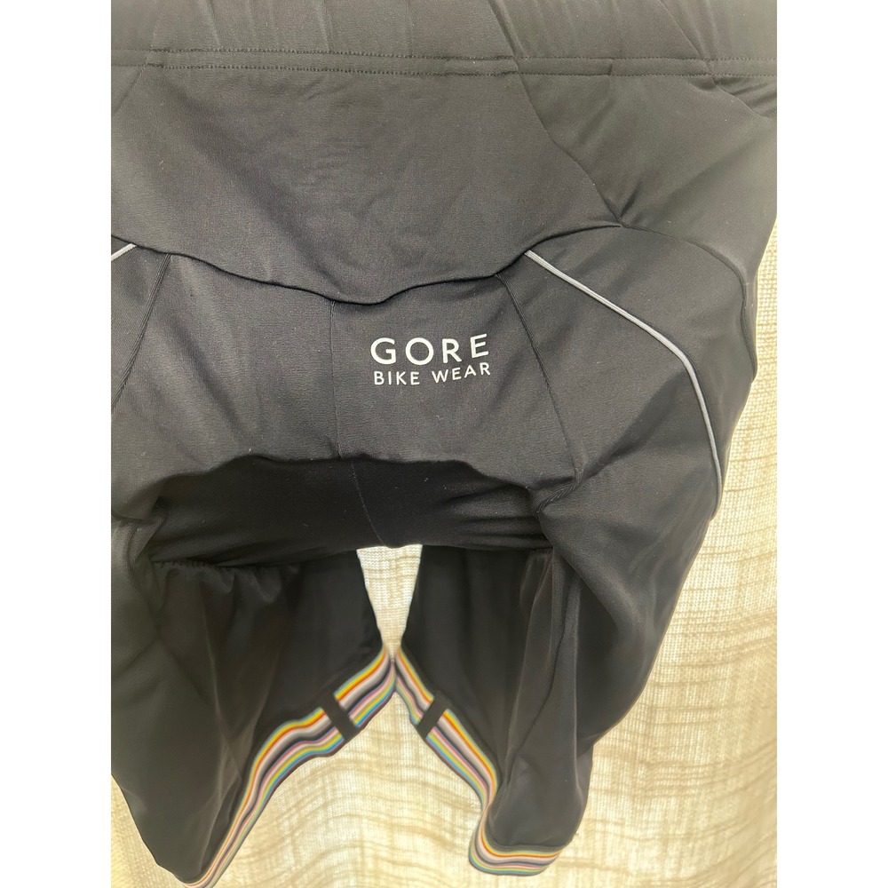 Gore Bike Wear Womens Small Cycling Shorts Black Padded Rainbow Trim